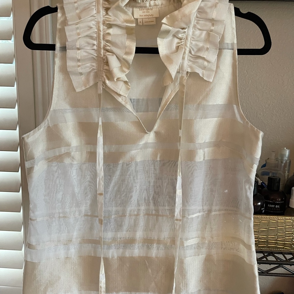 Kate spade white sleeveless semi sheer top